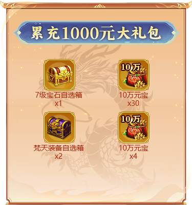 累充1000元