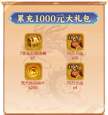 累充1000元
